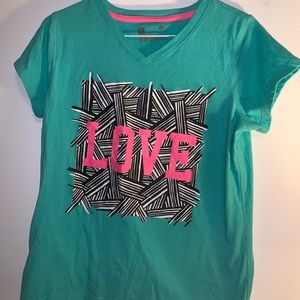 Ink and teal shirt sleeve love tee youth XXL